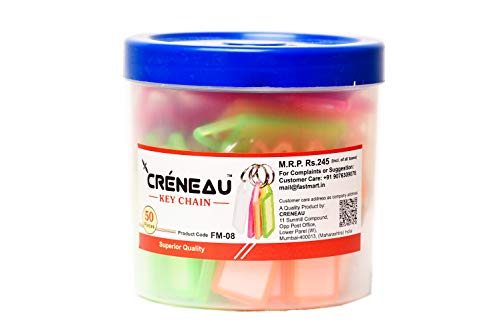 Créneau Store Plastic Keychain & Keyrings with Name Label Key Tags I Multicolor Keytags for Home Office or Kitchen I Keychain with Name Tag (50)
