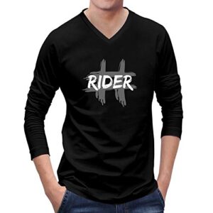 OPLU Men's Regular Fit Tshirt Hashtag Rider Cotton Printed V Neck Full Sleeves & T Shirt Trending, Text, Pootlu, Quotes Tshirts.(Pooplu_Black_Large)