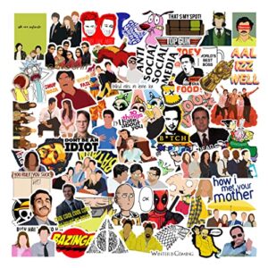 CodersParadise Pack of 57 Mix TV Shows, Movie, Anime Vinyl Stickers for Laptop, iPhone, Water Bottles, Computer - Friends, The Big Bang Theory, The Office, How I Met Your Mother.